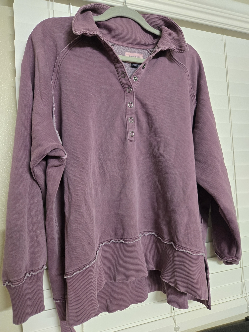 American Eagle Dusty Mauve Henley Sweatshirt